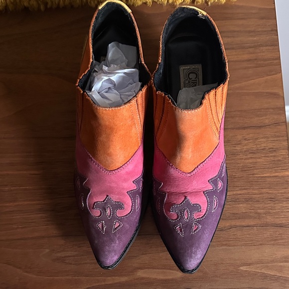 Vintage Multicolor Leather Women's Western Ankle Boots Size 7.5-8 - Picture 3 of 5